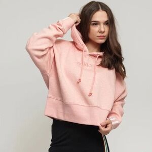 Adidas Women's Cropped Pink Hoodie Small